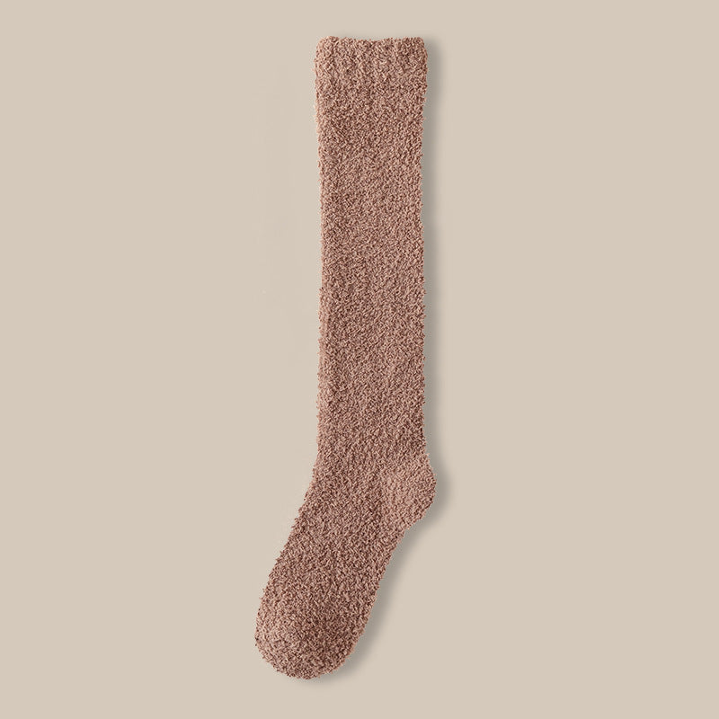 Plush Fluffy Knee High Sleep Socks - Color_11