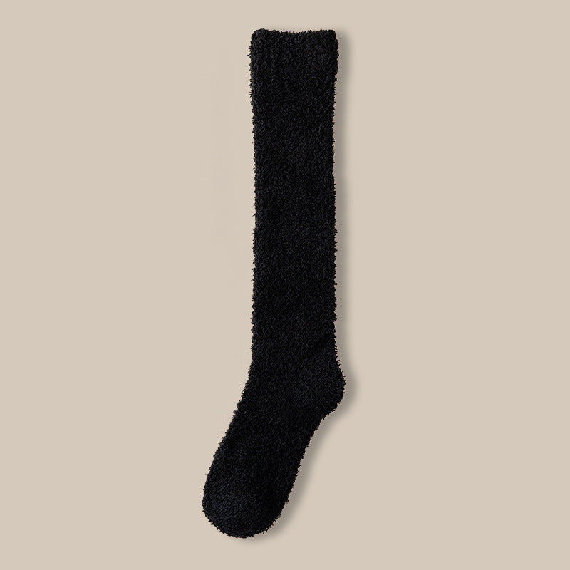Plush Fluffy Knee High Sleep Socks - Color_12