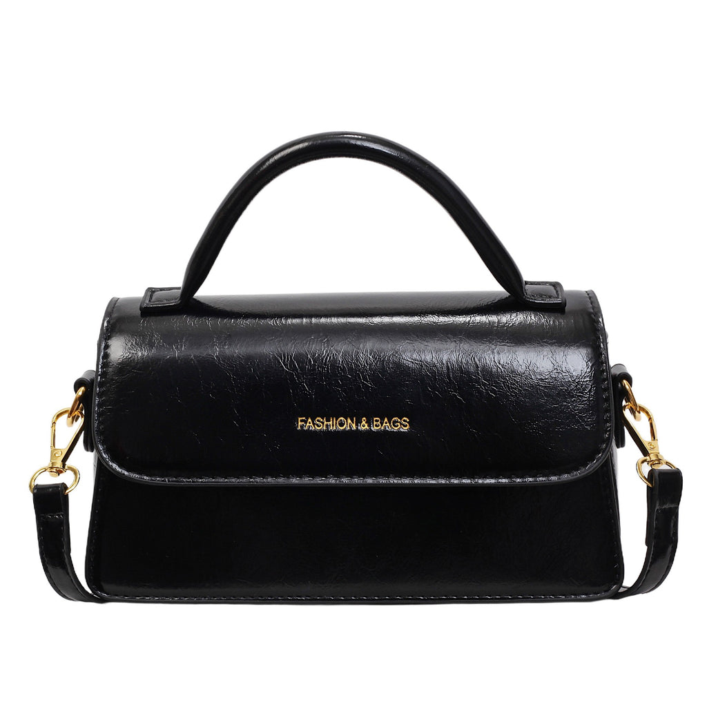Mini Top Handle Flap Bag with Buckle Strap - Black
