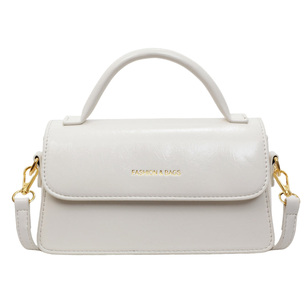 Mini Top Handle Flap Bag with Buckle Strap - White