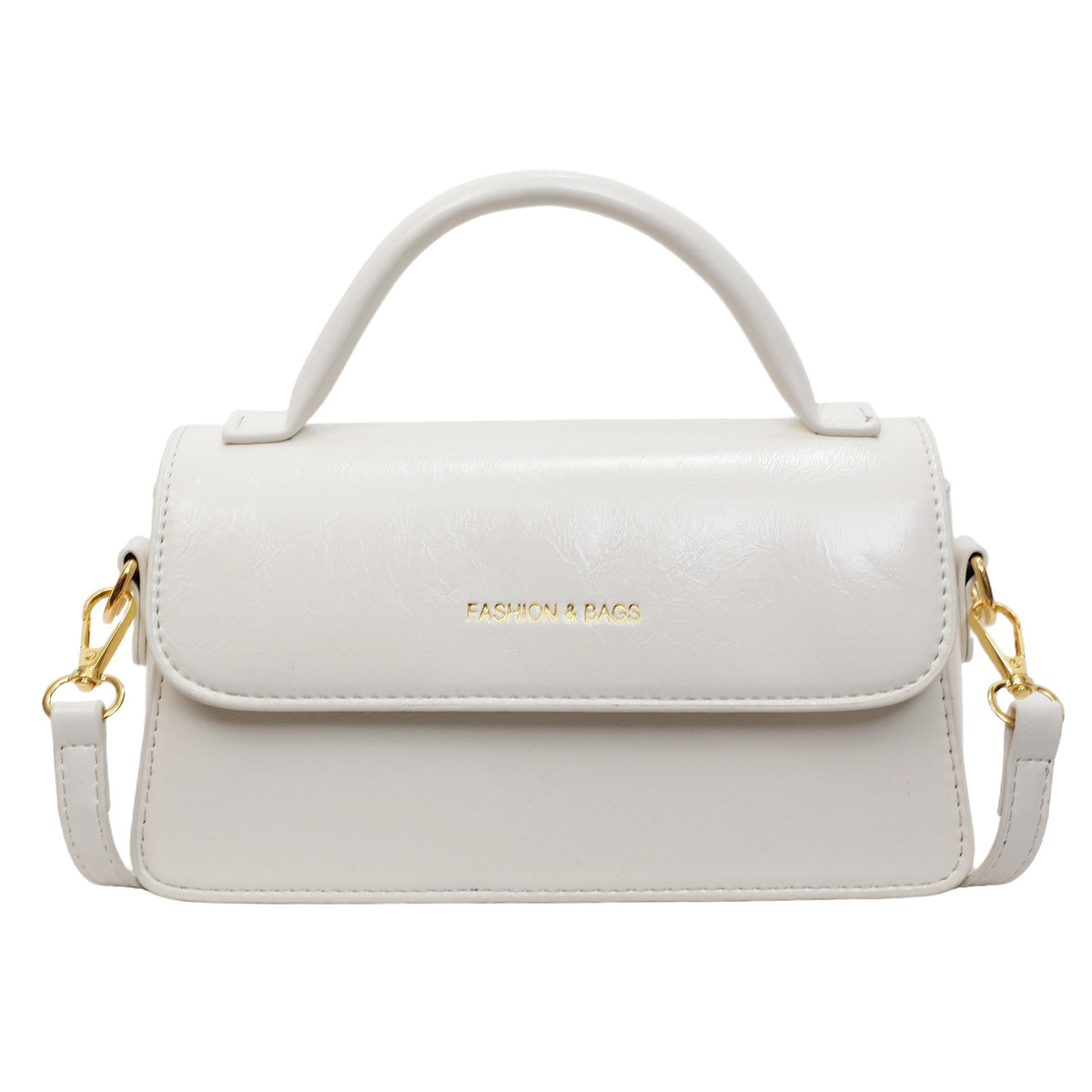 Mini Top Handle Flap Bag with Buckle Strap - White