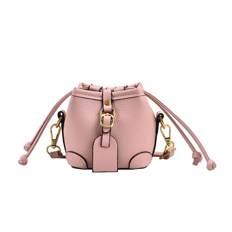 Mini Drawstring Bucket Crossbody Bag - Blush Pink