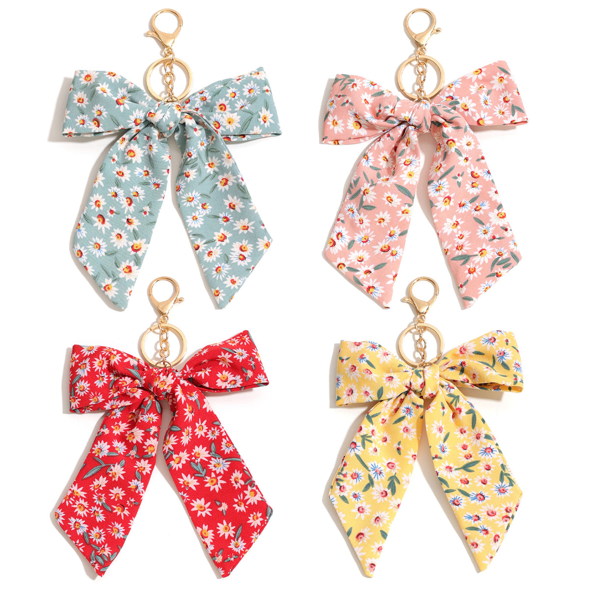 Daisy Print Oversized Bow Keychain Charm