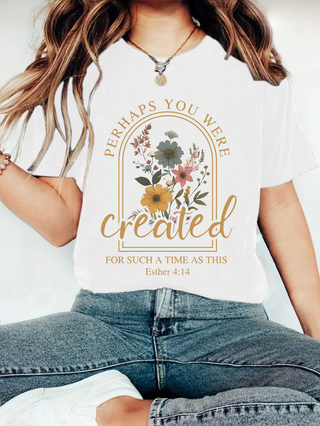 Botanical Bible Verse Graphic T-Shirt - White