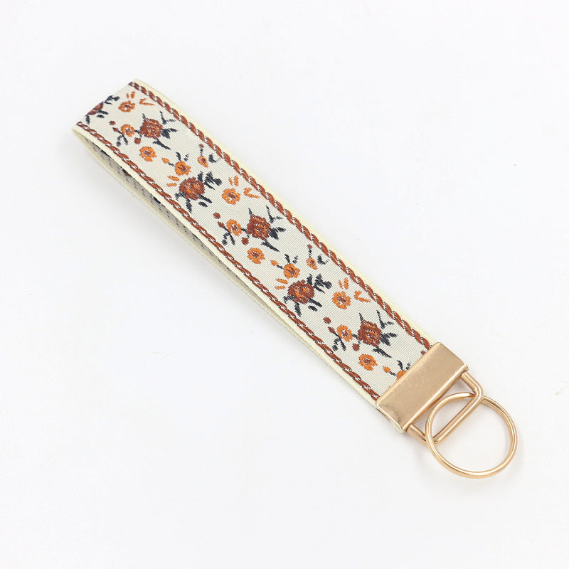 Ditsy Floral Ribbon Wristlet Keychain - NO-1