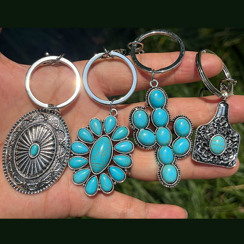 Western Turquoise Concho Keychain - Color_1