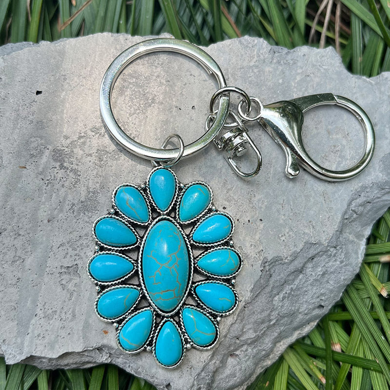 Western Turquoise Concho Keychain - Color_2