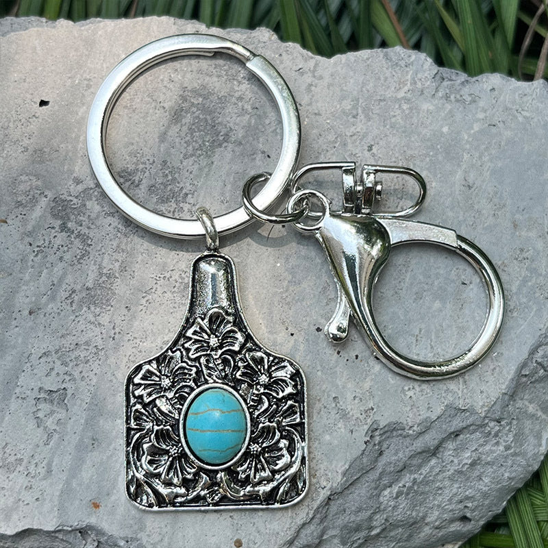 Western Turquoise Concho Keychain - Color_3