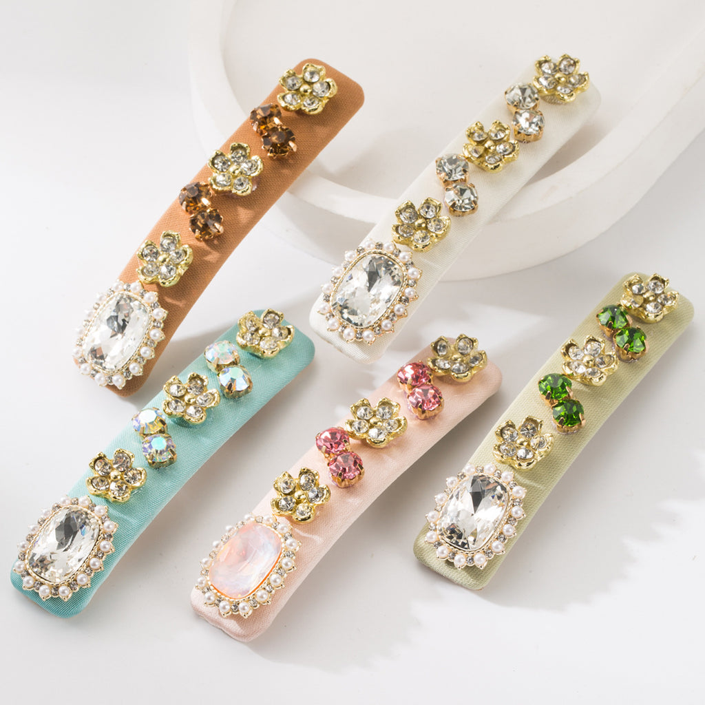 Rhinestone Flower Barrette Hair Clip