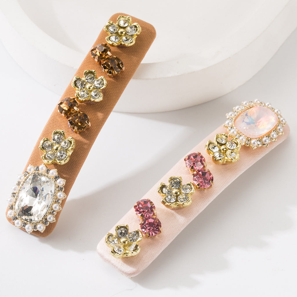 Rhinestone Flower Barrette Hair Clip - view 3