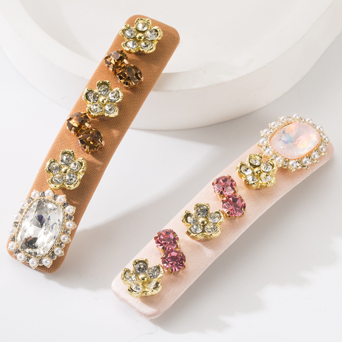Rhinestone Flower Barrette Hair Clip - view 3