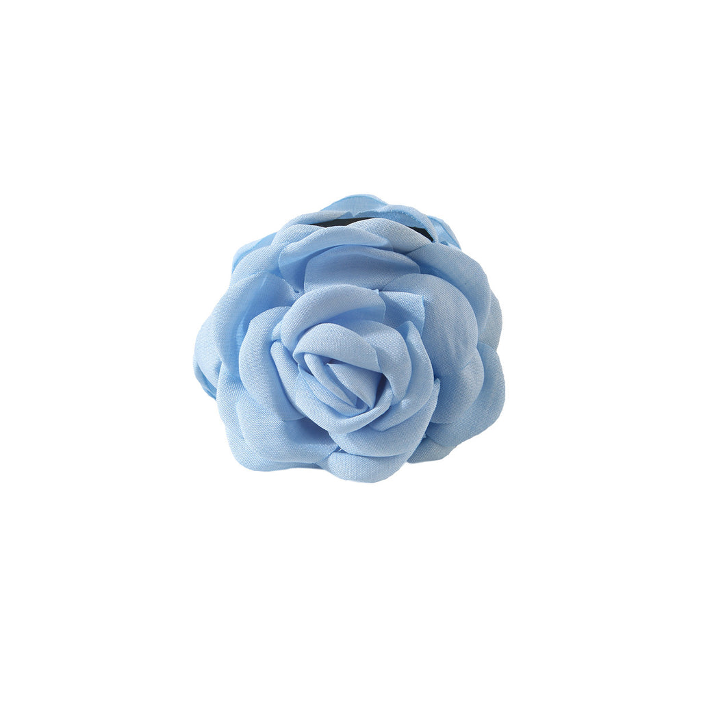 Oversized Rose Flower Hair Claw Clip - blue