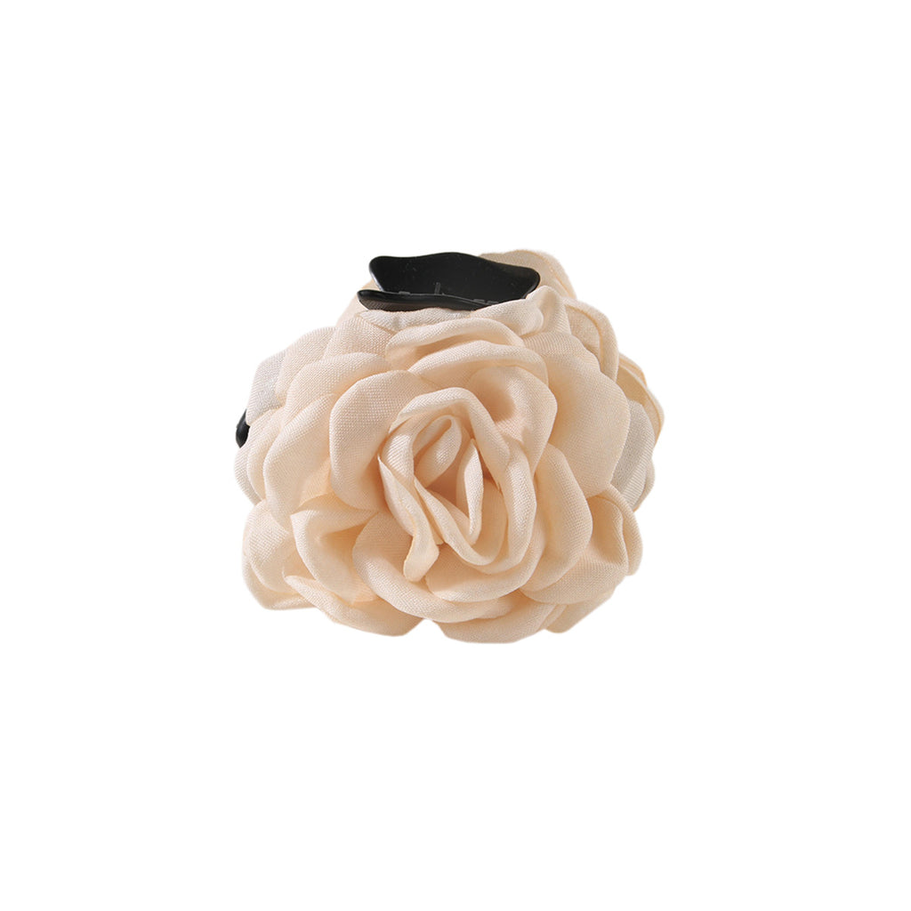 Oversized Rose Flower Hair Claw Clip - cream