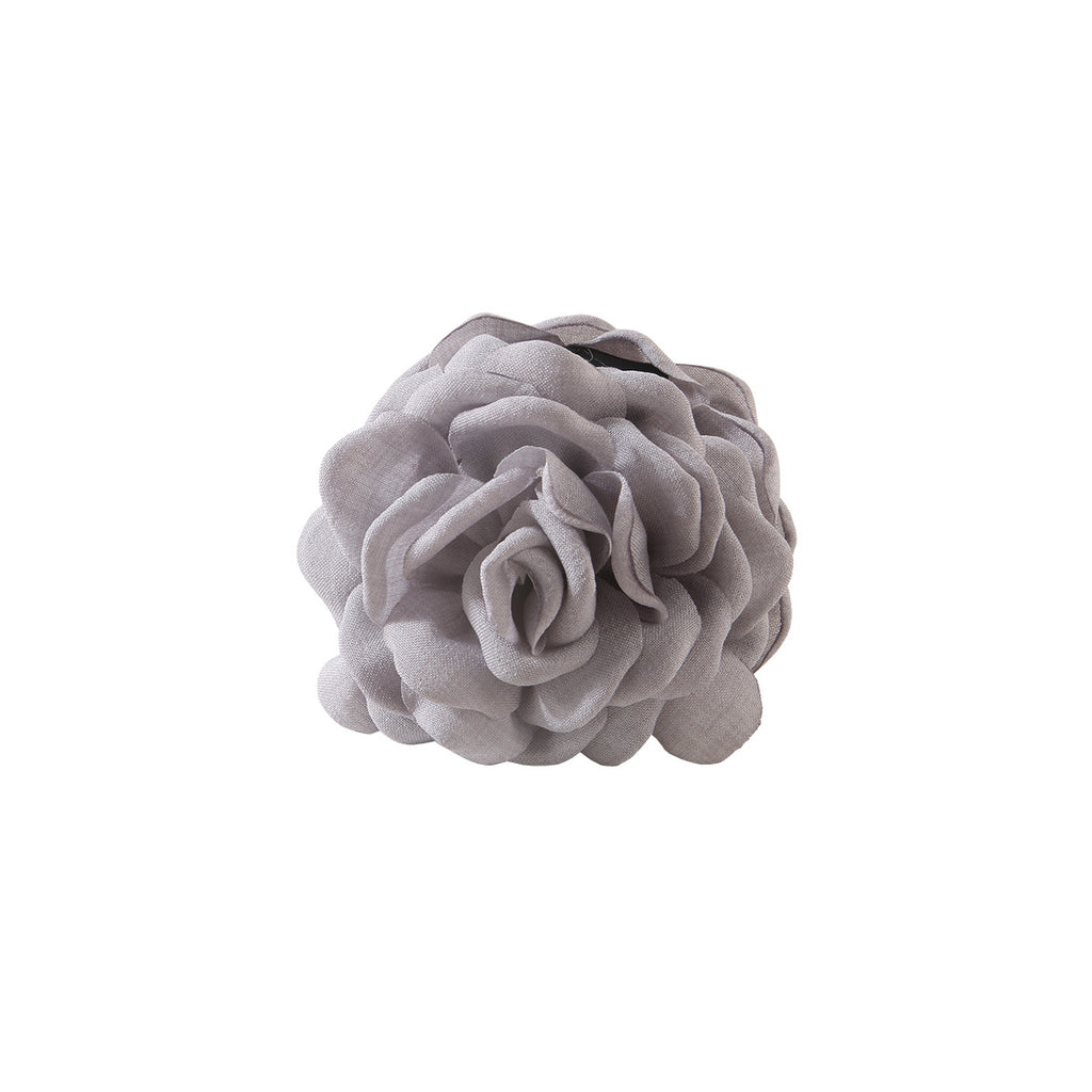 Oversized Rose Flower Hair Claw Clip - grey