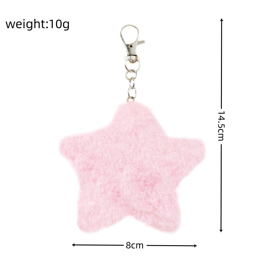 Soft Faux Fur Star Bag Charm Keychain