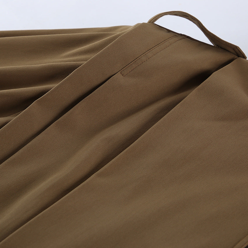Cropped Boxy Lapel Utility Jacket - Khaki - 4