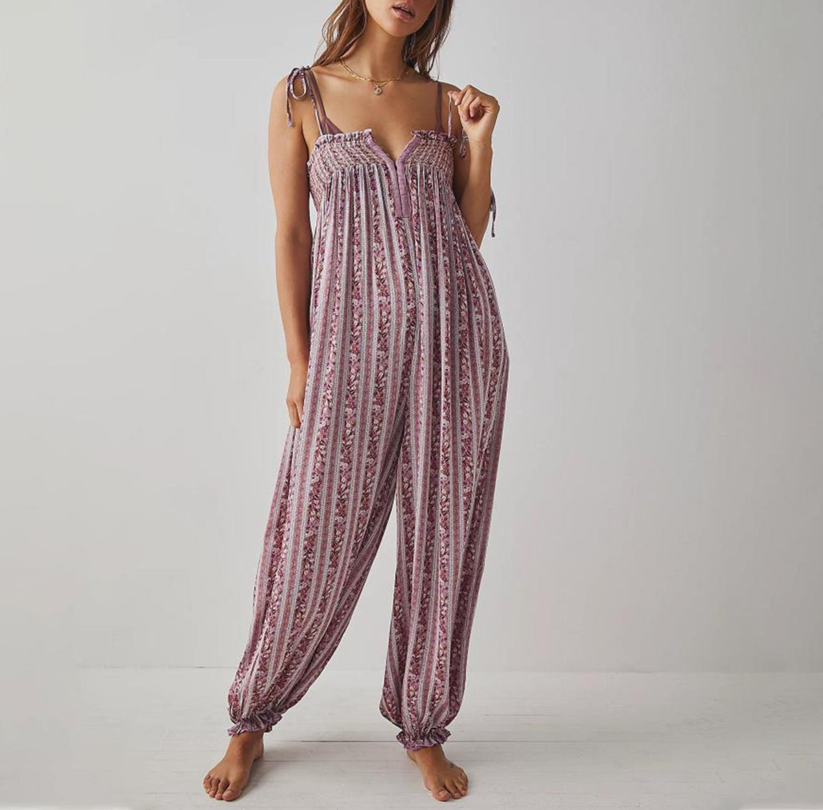 Smocked Bodice Harem Leg Jumpsuit - view 2