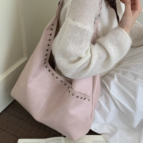 Grommet Slouchy Hobo Shoulder Bag