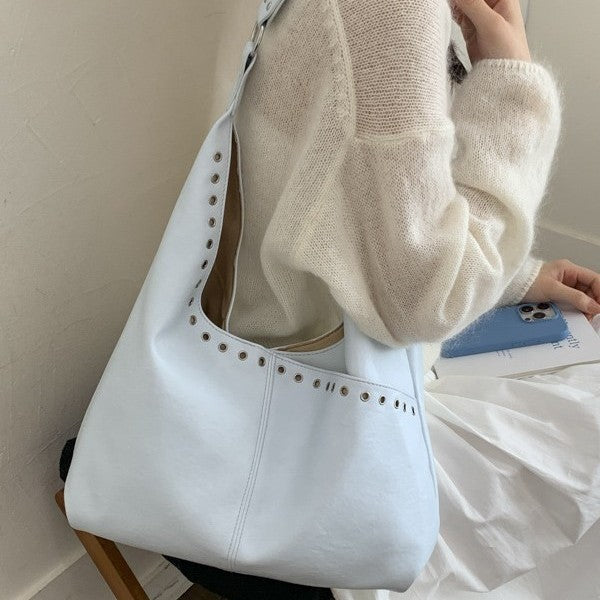 Grommet Slouchy Hobo Shoulder Bag