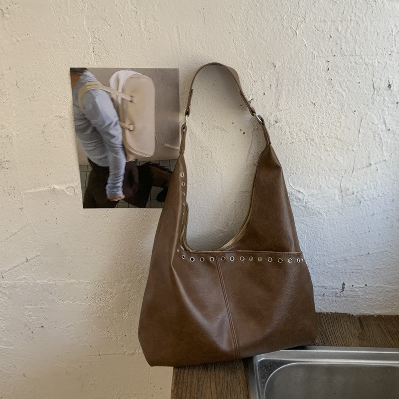 Grommet Slouchy Hobo Shoulder Bag