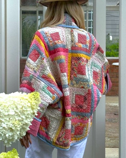 Log Cabin Quilt Patchwork Oversized Jacket - Colored - 2