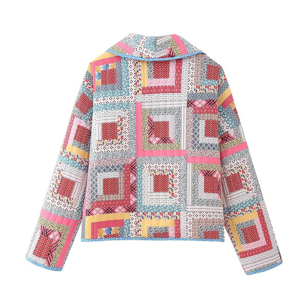 Log Cabin Quilt Patchwork Oversized Jacket - Colored - 4