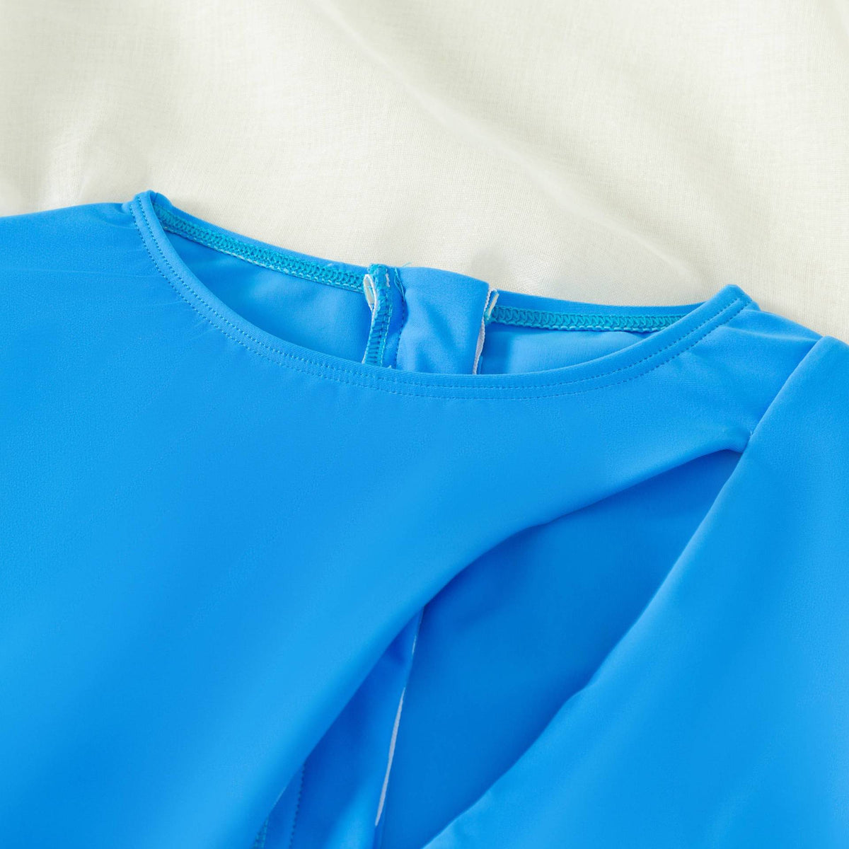 Long Sleeve Zip Back Surf Swimsuit - Blue - 5