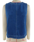 Sleeveless Denim Tank Top With Back Zip - DarkBlue