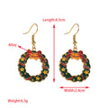 Enamel Wreath And Snowman Hook Earrings - Bell