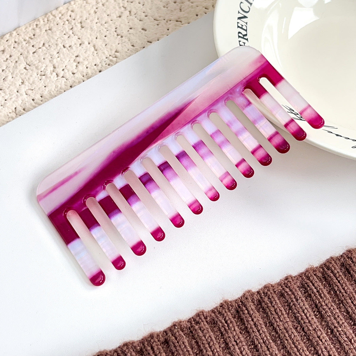 Marbled Acetate Wide Tooth Hair Comb - NO-1