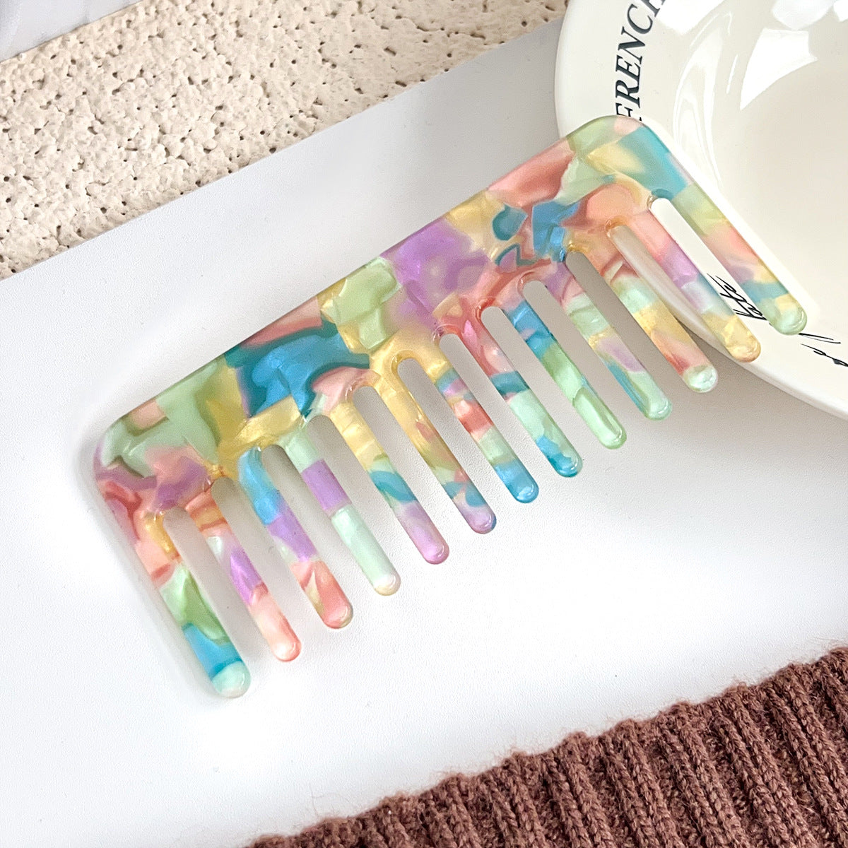 Marbled Acetate Wide Tooth Hair Comb - NO-10
