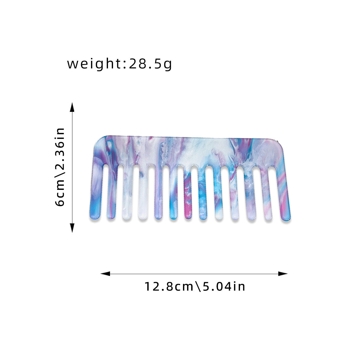 Marbled Acetate Wide Tooth Hair Comb - NO-11 - 1