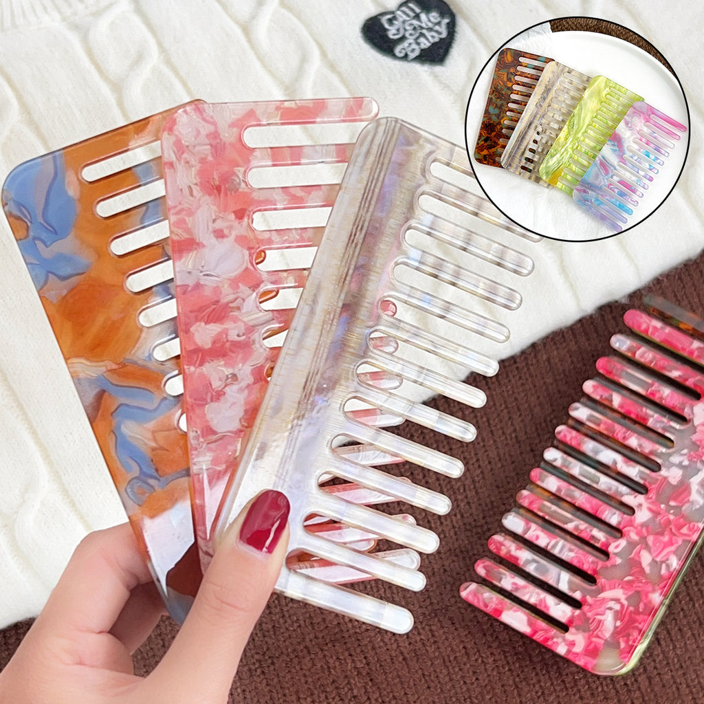 Marbled Acetate Wide Tooth Hair Comb - NO-11 - 2