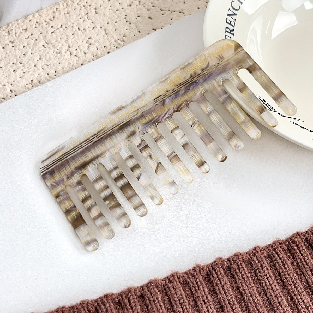 Marbled Acetate Wide Tooth Hair Comb - NO-3