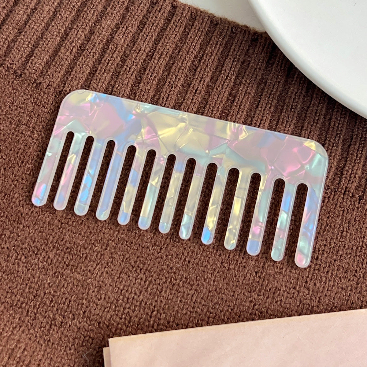 Marbled Acetate Wide Tooth Hair Comb - NO-4