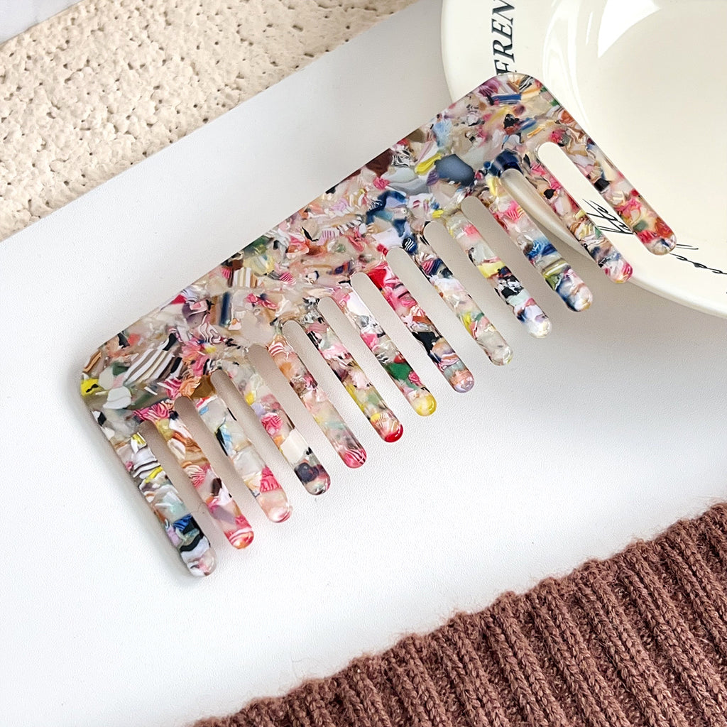 Marbled Acetate Wide Tooth Hair Comb - NO-7