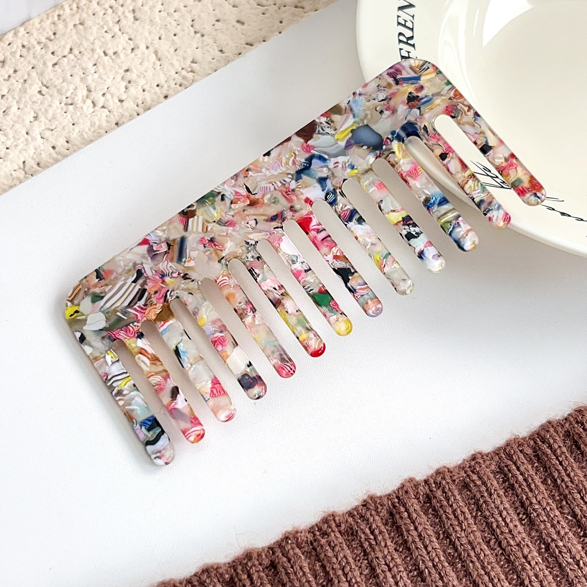 Marbled Acetate Wide Tooth Hair Comb - NO-7