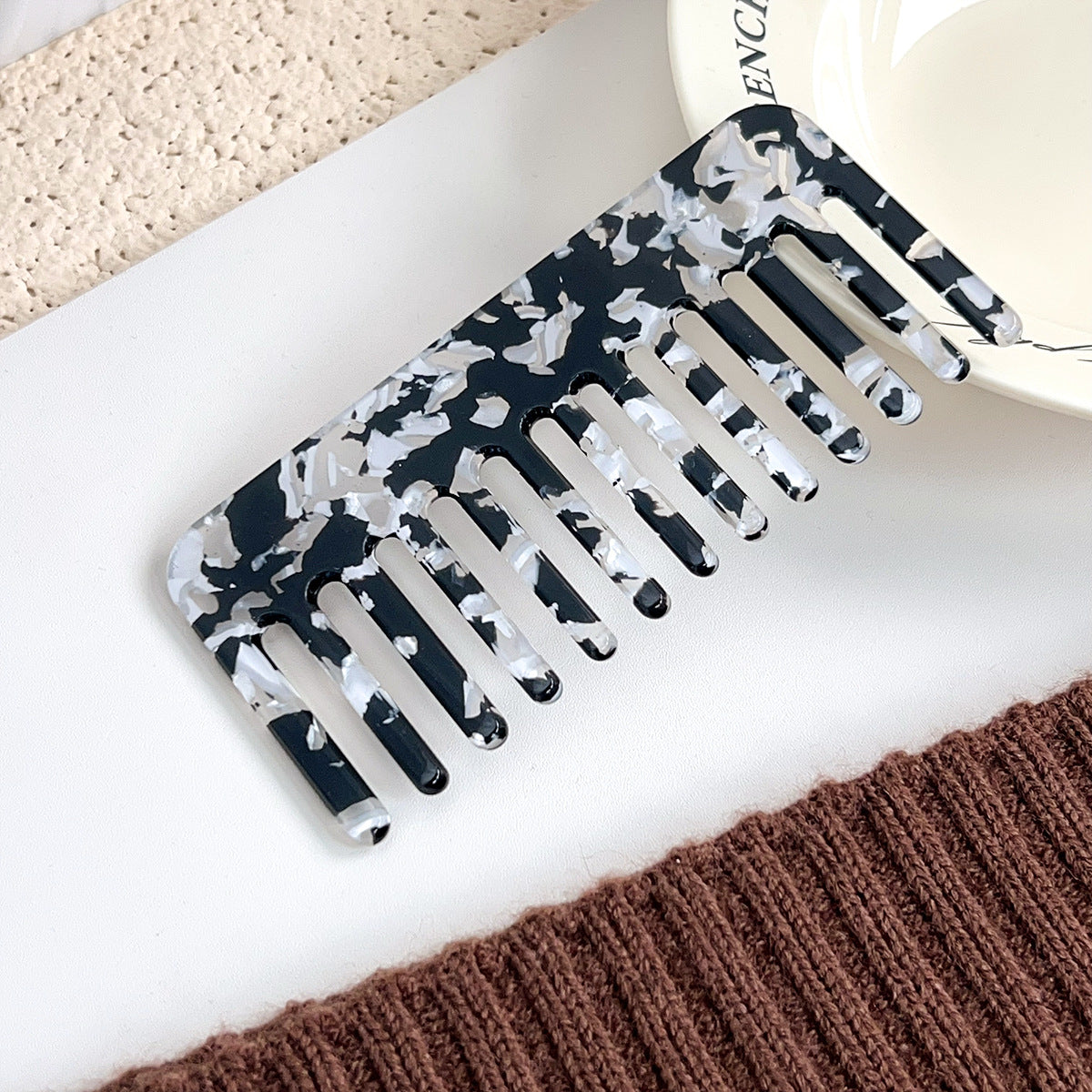 Marbled Acetate Wide Tooth Hair Comb - NO-9