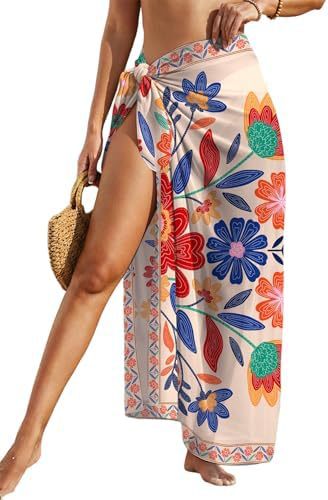 Side-Tie Sheer Sarong Beach Cover-Up - Multi Floral
