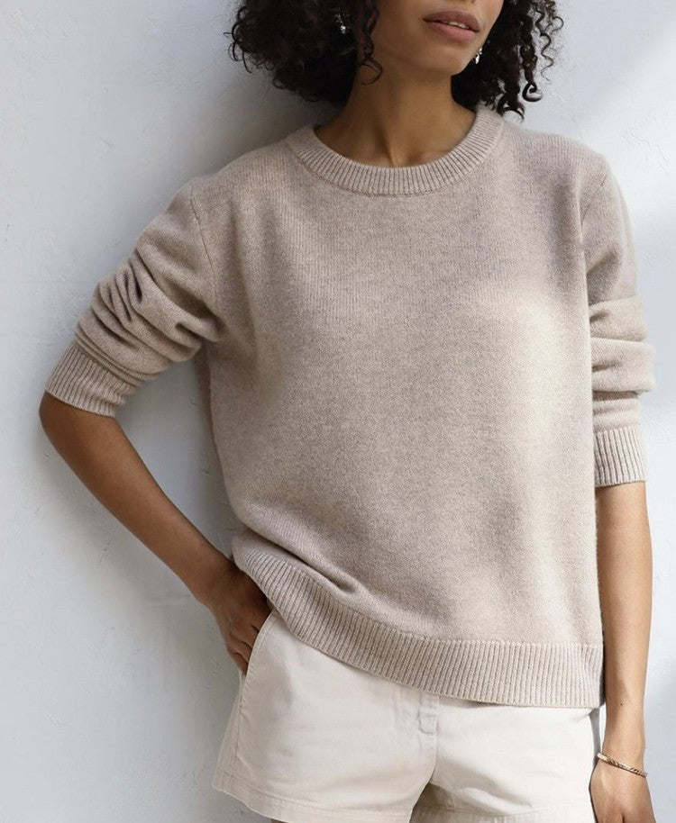 Relaxed Crewneck Everyday Knit Sweater - Khaki