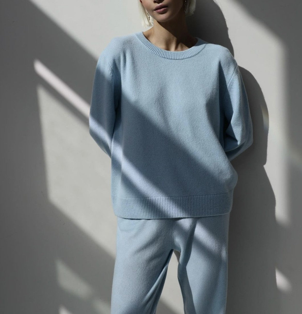 Relaxed Crewneck Everyday Knit Sweater - SkyBlue