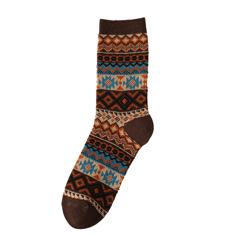 Vintage Nordic Pattern Wool Blend Socks - DeepCoffee