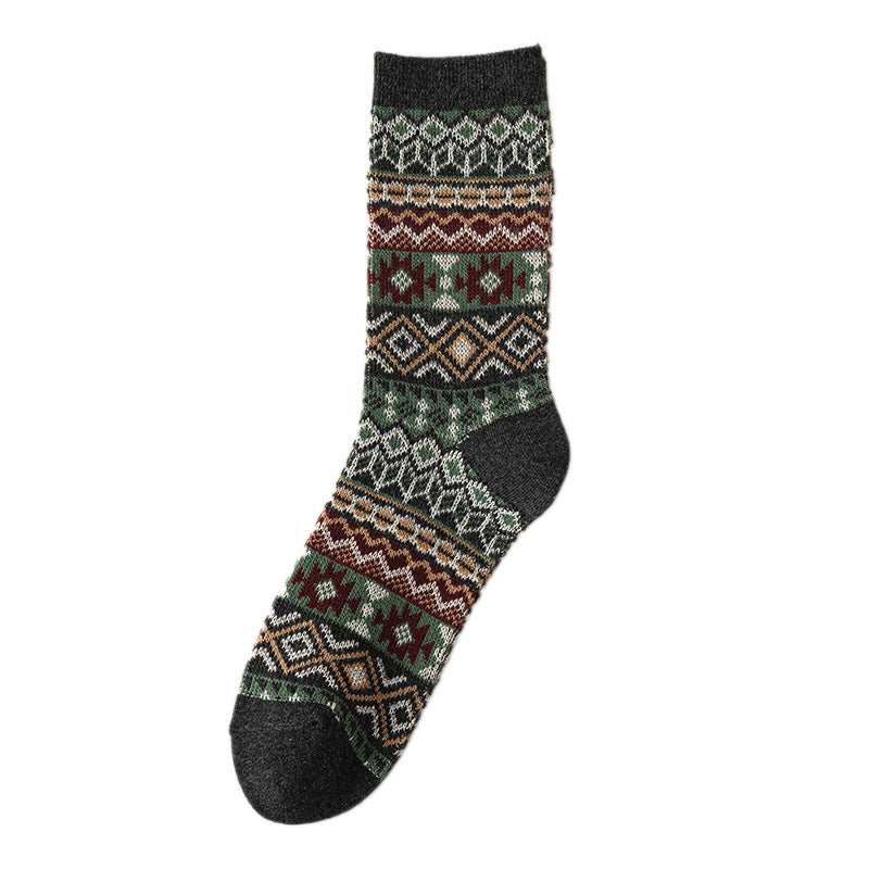 Vintage Nordic Pattern Wool Blend Socks - DeepGray