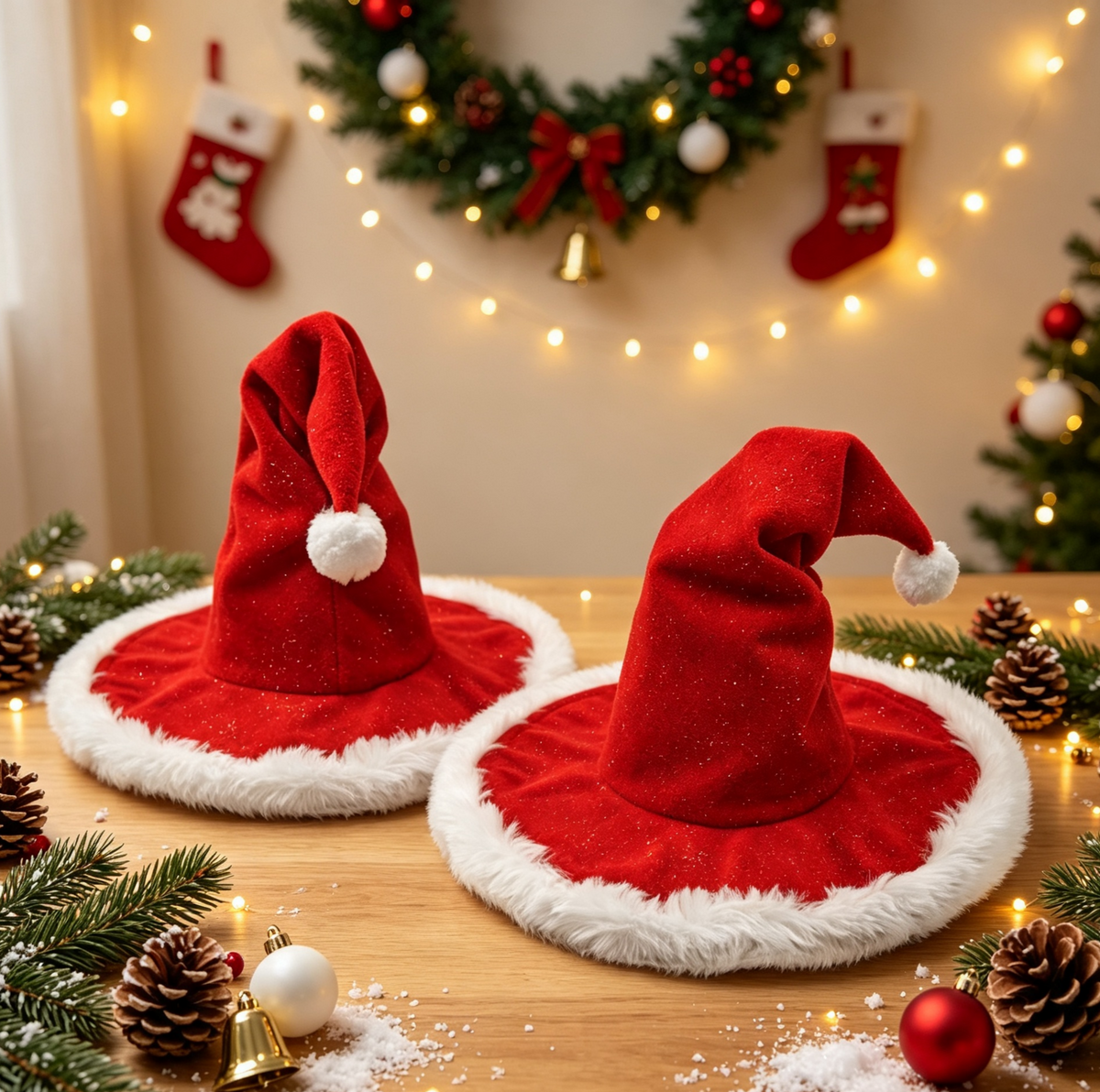 Sparkling Christmas Witch Hat With Plush Brim - view 1