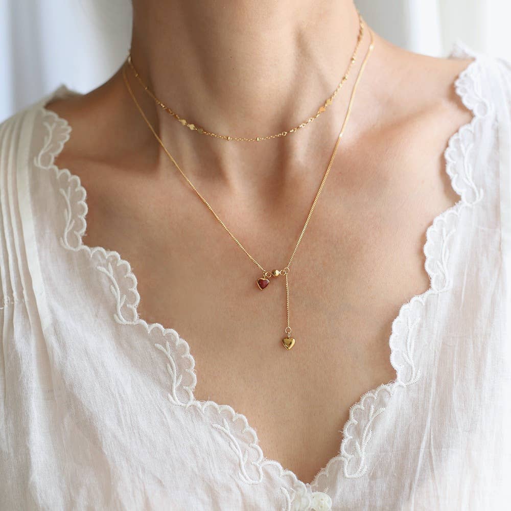 Vintage Heart Drop Lariat Necklace