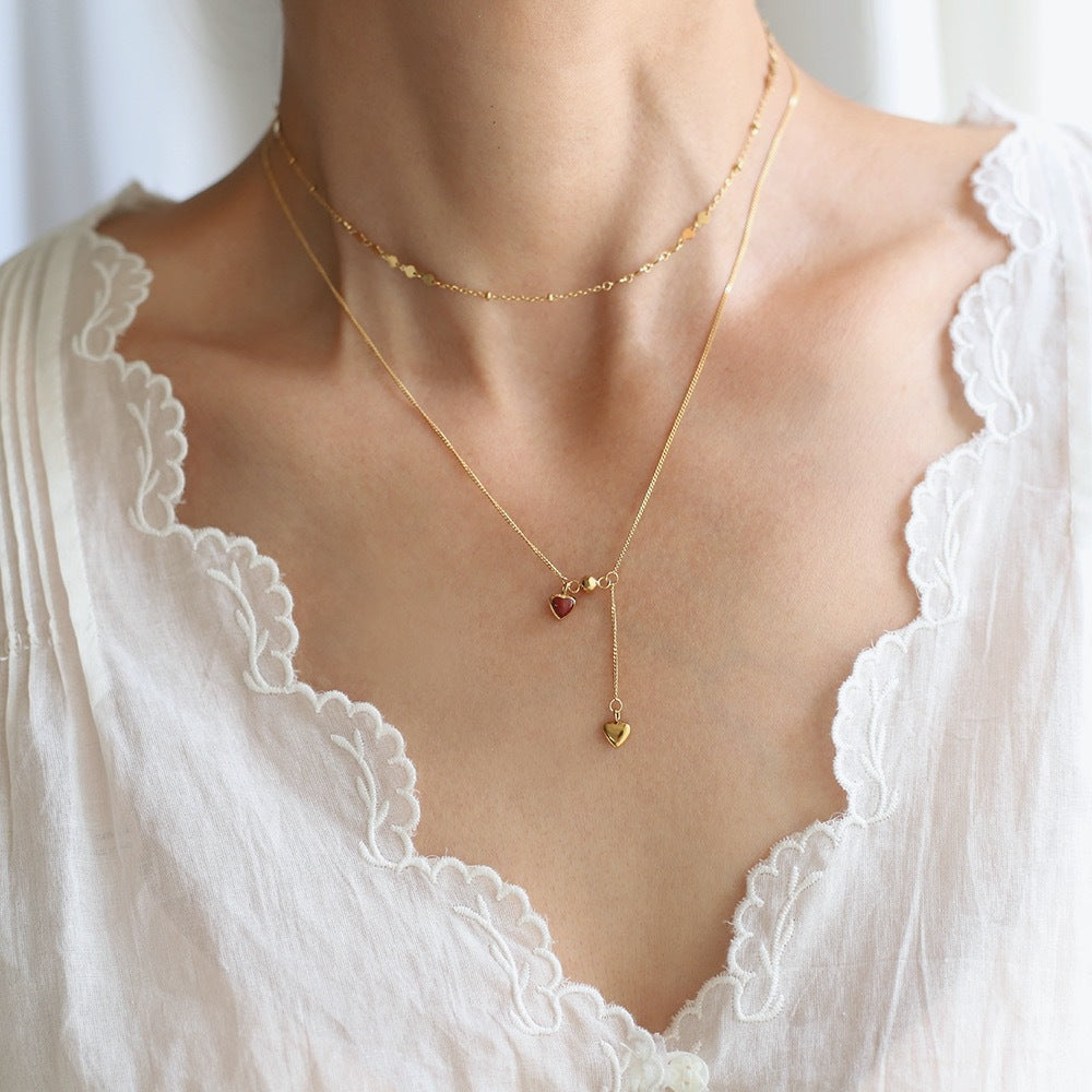 Vintage Heart Drop Lariat Necklace - view 1