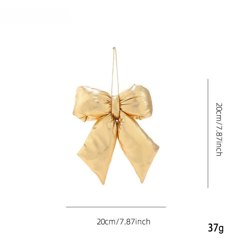 Puffy Padded Hanging Bow Christmas Tree Decoration - S-Gold