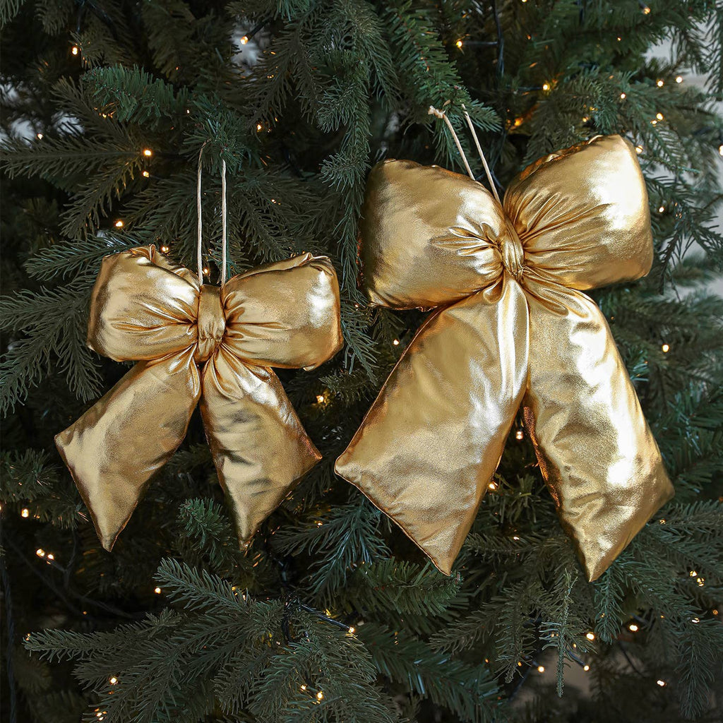 Puffy Padded Hanging Bow Christmas Tree Decoration