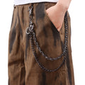 Gunmetal Skull Charm Two-Layer Curb Link Jean Chain - Skull