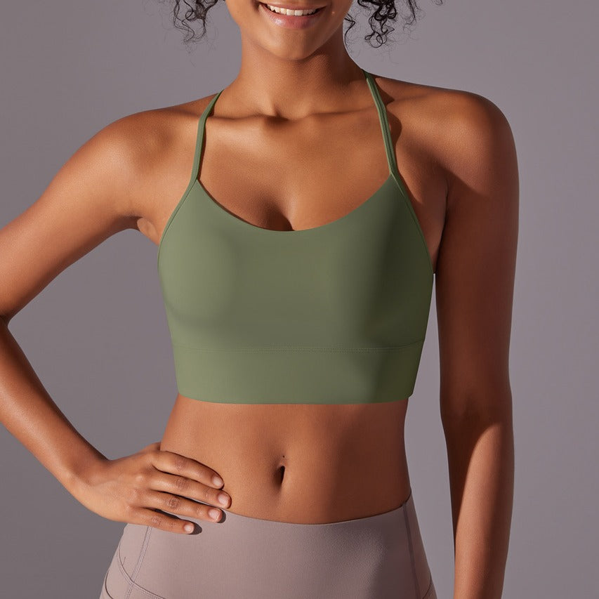 Brushed Strappy Y-Back Workout Sports Bra